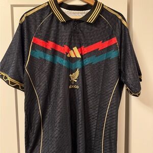 Adidas Black and Gold Men's Mexico Jersey large